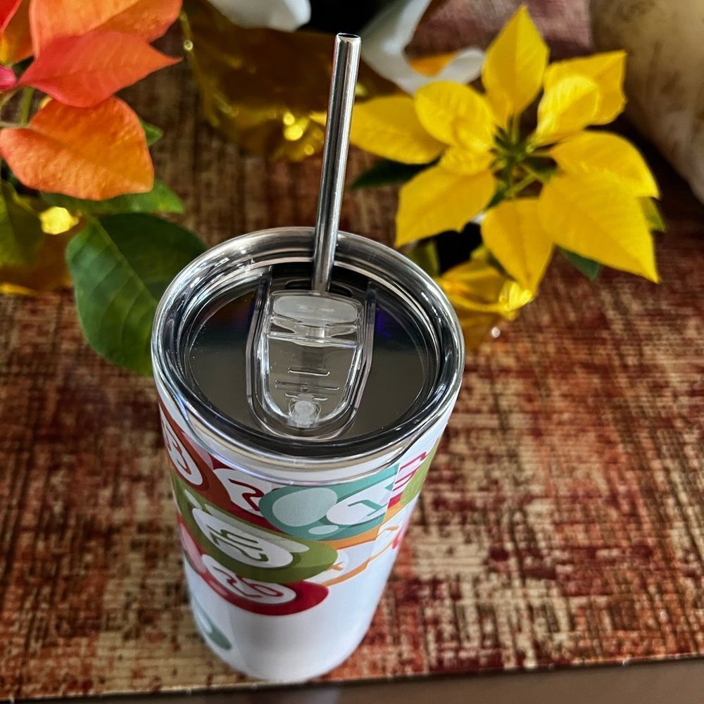 Colorful Bingo Tumbler with Stainless Steel Straw NWOT - Picture 3 of 3